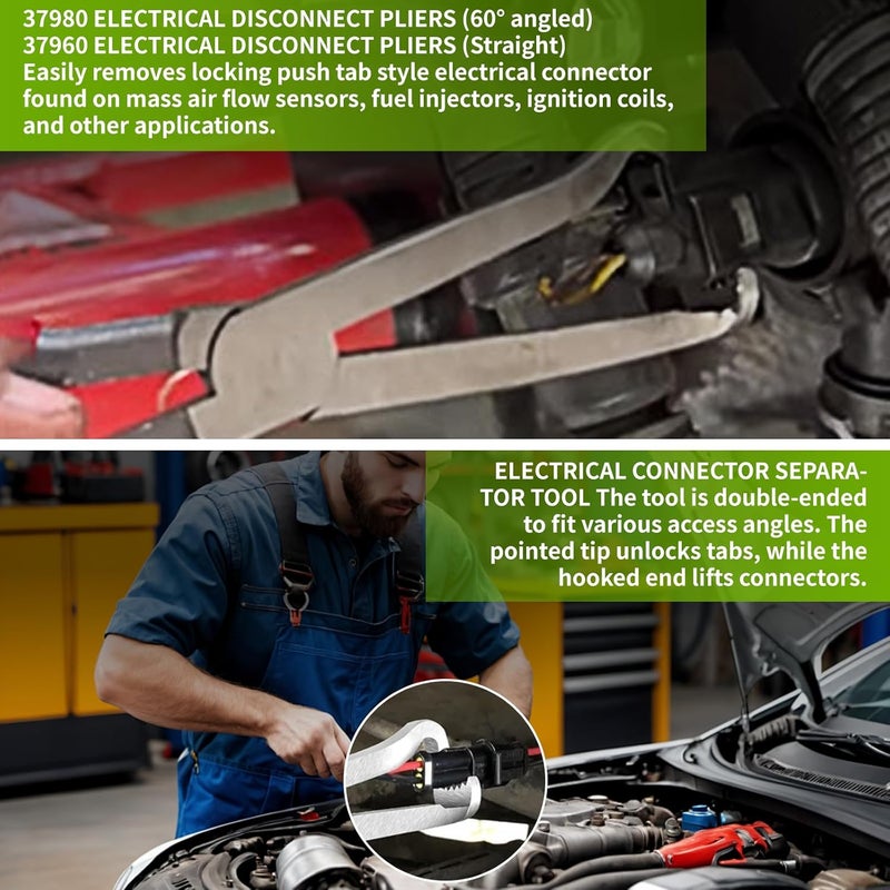 ZmingTek 3PCS 37960 37980 Electrical Disconnect Pliers for Cars 60 Degree Automotive Electrical Connector Separator 13120, Fixion Tools Plug Pliers Fuel Line Removal Tool with Gloves - Image 4